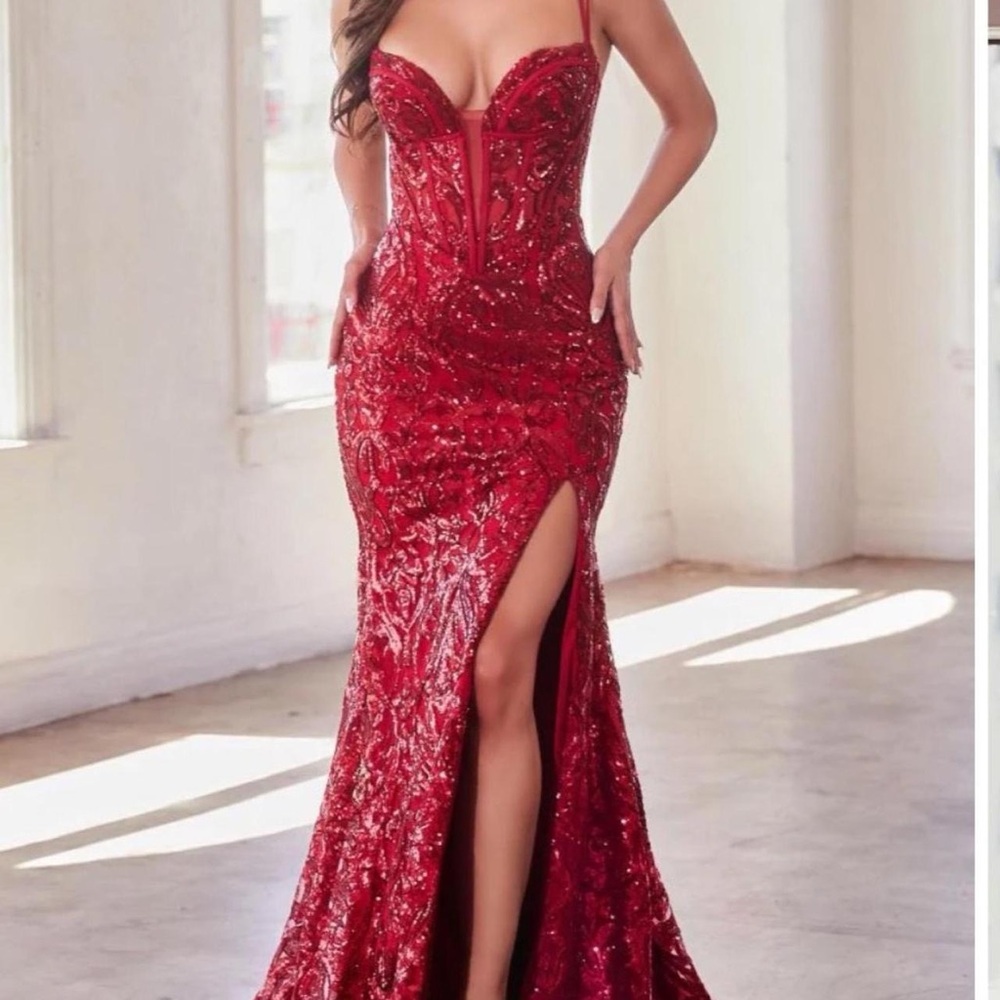 C344 cinderella prom dress red